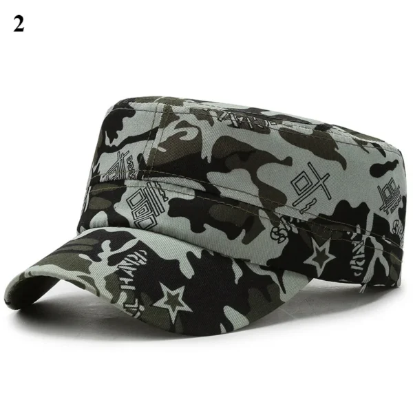 Camouflage Men's Baseball Cap Fishing Hat Cotton Flat Cap Adjustable Outdoor Breathable Visor Sun Protective Hat Summer Sun Hat - Image 4