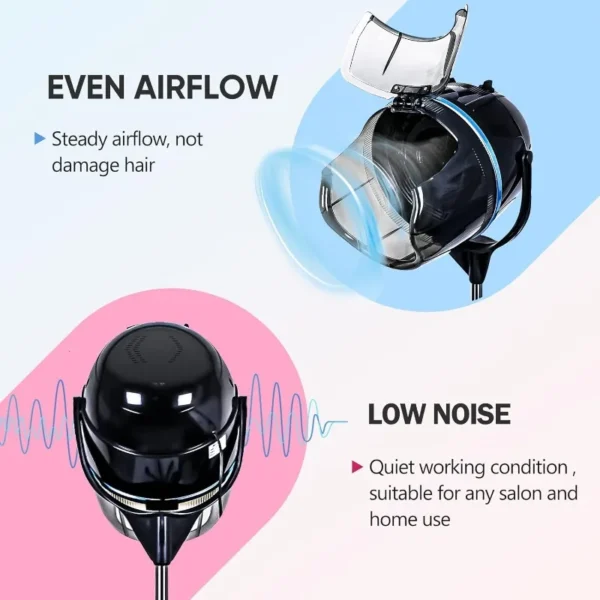 ZENY Stand Up Hair Dryer 1300W Adjustable Floor Hooded Bonnet Hair Dryers with Rolling Wheels Professional Salon Equipment - Image 3