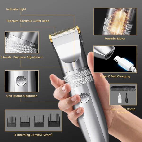 Sejoy Professional Hair Clippers for Men Rechargeable Beard Trimmer Cordless Barber Clippers for Hair Cutting Grooming - Image 5