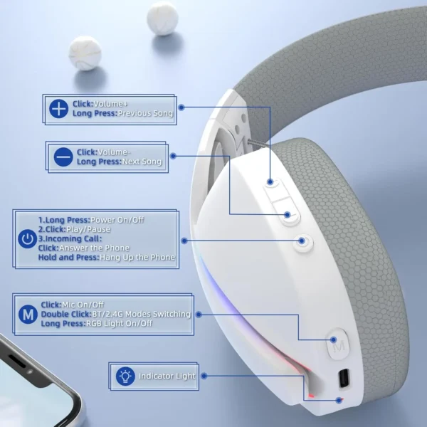 MAMBASNAKE x Attack Shark L90 Ultralight RGB Wireless Gaming Headset with Plug-in Microphone - Image 4