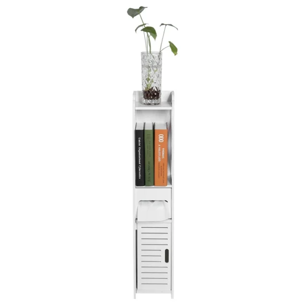 80x15.5x15CM Bathroom Toilet Furniture Cabinet White Wood Cupboard Shelf Tissue Storage Rack - Image 3