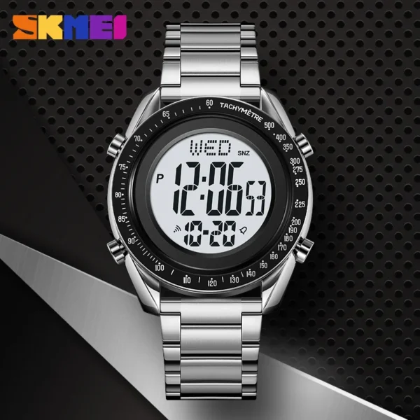 SKMEI Fashion Men's Digital Watch Male Waterproof Watches For Men Luxury Stainless Steel Strap Calendar Electronic Wristwatch - Image 3