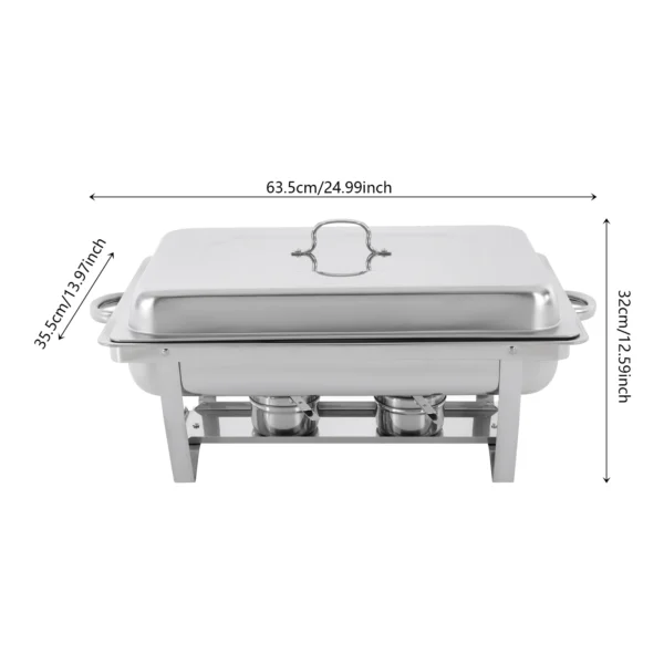 3 Pan Food Warmer Stainless Steel Chafing Dish Buffet Set Rectangular Catering Warmer for Restaurants Buffets Hotels Cafeterias - Image 6