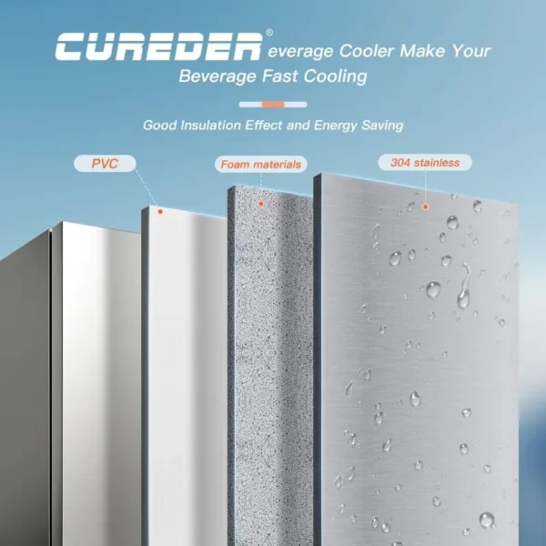 15 Inch Outdoor Refrigerator,Weather Proof Stainless Steel Beverage Beer Cooler Under Counter Fridge,Indoor/Outdoor Refrigerator - Image 4