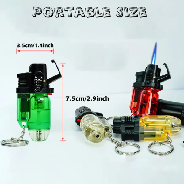 5 Pack of Cool Jet Flame Torch Lighter Refillable Butane Windproof Design with Keychain and Flame Fixed Lock(Without Butane) - Image 6