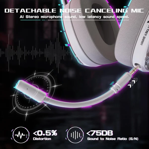 MAMBASNAKE x ATTACK SHARK L60 Lightweight Wireless Gaming Headset Over-Ear,Wired/BT/2.4GTri-Mode,40mm Drivers - Image 3
