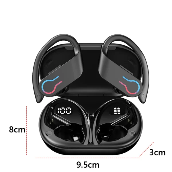 Bluetooth 5.3 Wireless Earbuds Sports Headphones with Earhooks Built-in Mic Earphones Waterproof Headphones Ear Buds for Sports - Image 6