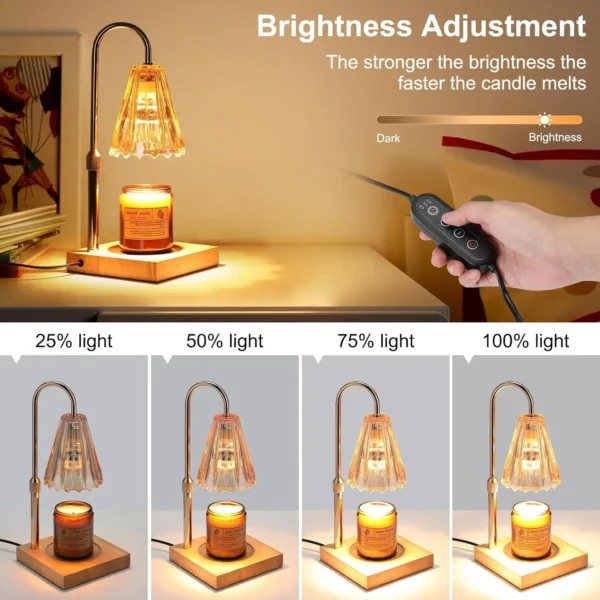 Lightess Candle Warmer Lamp, Electric Candle Lamp Warmer with Timer & Dimmer, Height Adjustable, with 2 Bulbs - Image 2