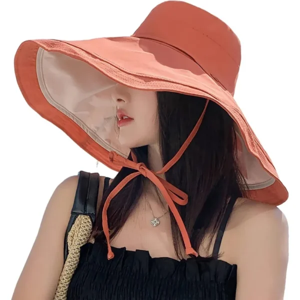 Women Wide Brim Summer Sun Hat Wired Edge Beach Bucket Fishing Hats Reversible Foldable Travel UV Protection - Image 2