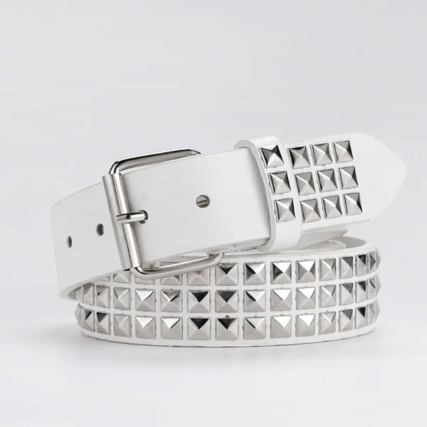 2023 Mens and Womens Leather Belts Vintage Punk Pyramid Rivet Belts Ladies Luxury Street Designs Black Belts Jeans For Women - Image 4