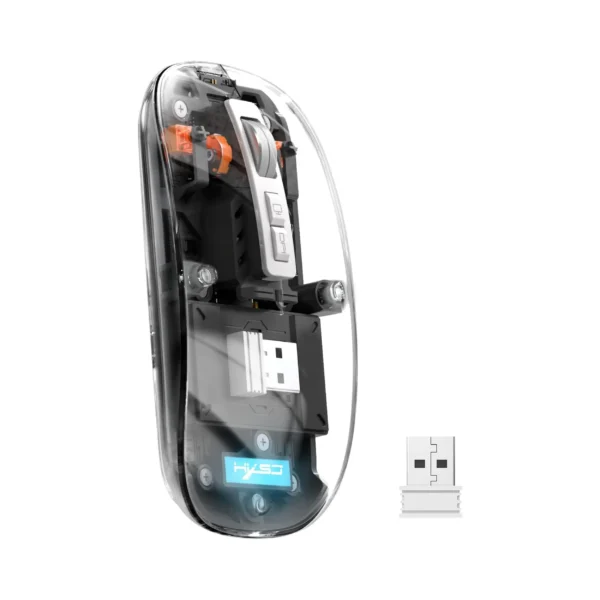 MAMBASNAKE x HXSJ T900 Wireless Bluetooth5.1&2.4G Mini Lightweight Mouse,Transparent Clear Cool - Image 2