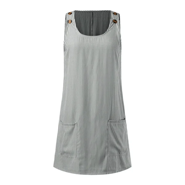 Dresses For Women Summer Casual Plus Size Women Fashion Striped Print Crew Neck Dress Casual Sleeveless Vestido Mujer Elegante - Image 4