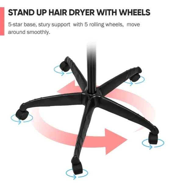 ZENY Stand Up Hair Dryer 1300W Adjustable Floor Hooded Bonnet Hair Dryers with Rolling Wheels Professional Salon Equipment - Image 6