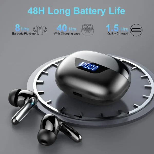 Wireless Headphones,Bluetooth 5.3 Stereo Earphones in Ear with 4 ENC Mic Clear Calls,Noise Cancelling Ear Buds,48H battery life. - Image 5