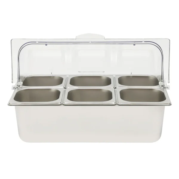 Ice Food Serving Display Tray, Stainless Steel and PC, 6 Pans with 3.59qt Capacity, for Buffets and Catering Events, 53x33x33cm - Image 2