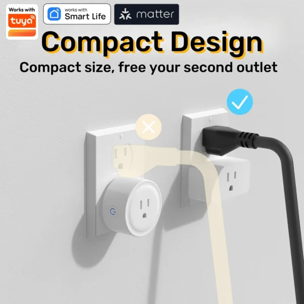 Matter WiFi Mini Smart Socket 10A US Timeing Wireless Voice Control Smart Life App Works With Tuya Homekit Alexa Google Home - Image 6
