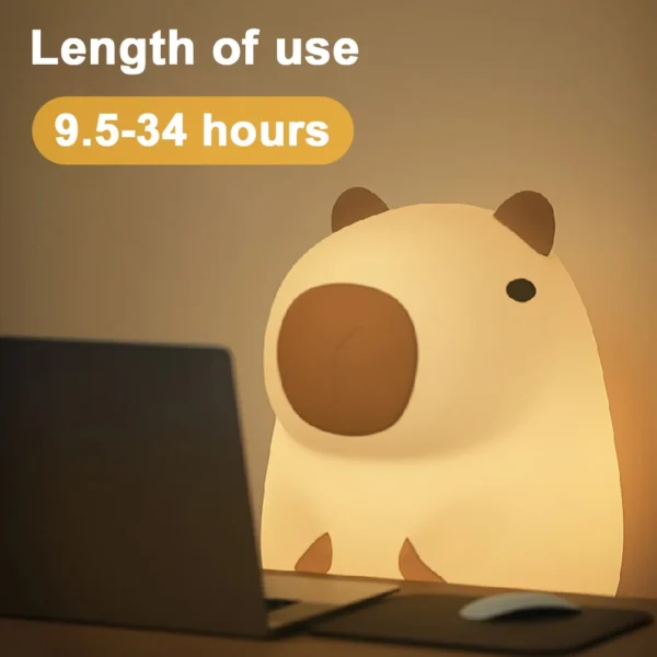 Capybapy Night Light, Silicone Lamp, 2 Gear Dimmable USB Charging, Nursery Bedside Lamp, for Home Bedroom Decor - Image 4