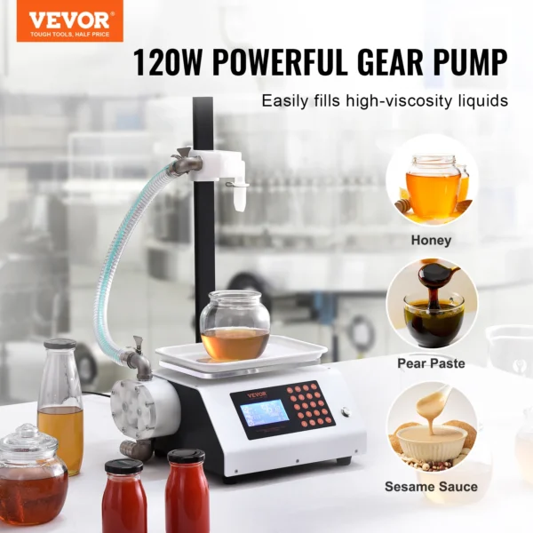 VEVOR Automatic Liquid Filling Machine Bottle Water Filler Gear Pump Digital Control for Perfume Beverage Olive Oil 50-5000g - Image 2