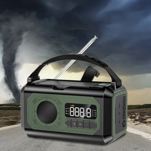 12000mAh Emergency Weather Radio Reading Lamp Solar Hand Crank Weather Alert Radio Power Bank SOS Alarm for Camping Hiking Tents - Image 2
