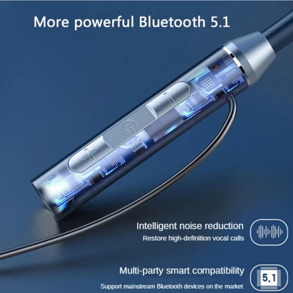 Wireless Hanging Neck Band Earphones Large Battery Bluetooth 5.1 Headset for Sports - Image 5