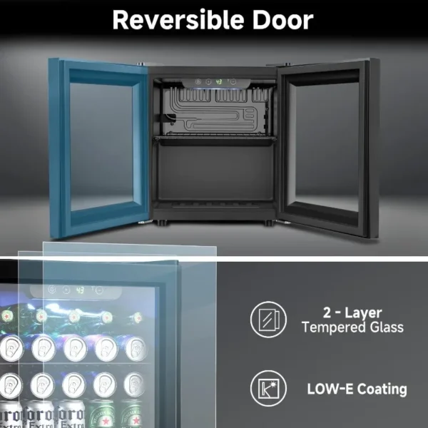 Beverage Refrigerator Cooler - 12 Bottle 50 Can Mini Fridge with Glass Door, Soda Wine Beer Drink Fridge - Small Refrigerator - Image 5