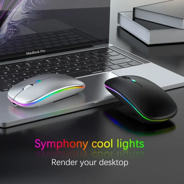 Bluetooth Rechargeable Wireless Mouse USB 2.4GHz RGB Single-mode Mouse Suitable for Laptops Tablets Macbooks Gaming Mice - Image 3
