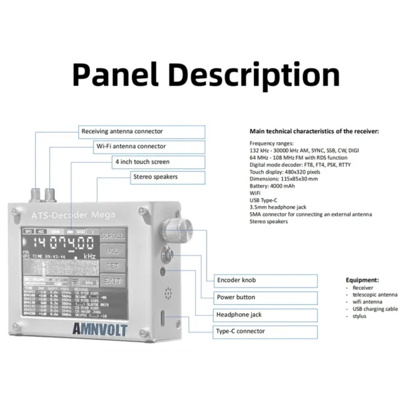 ATS-Decoder Si4732 Full Band Radio Receiver FM RDS AM LW MW SW SSB DSP Si4732 All Band Radio Receiver for Professional Radio - Image 5