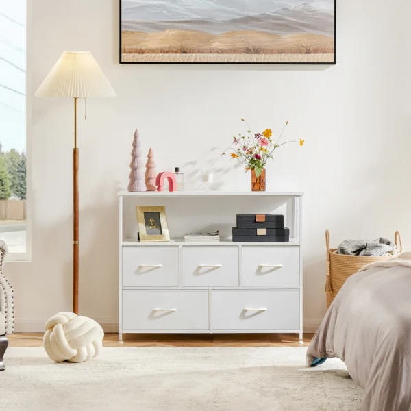 JHK Wardrobes For Bedroom With 5/7/10 White Lover Fabric Drawers Chest Wardrobe Closet For Storage Cabinet Bedroom Of Furniture - Image 4