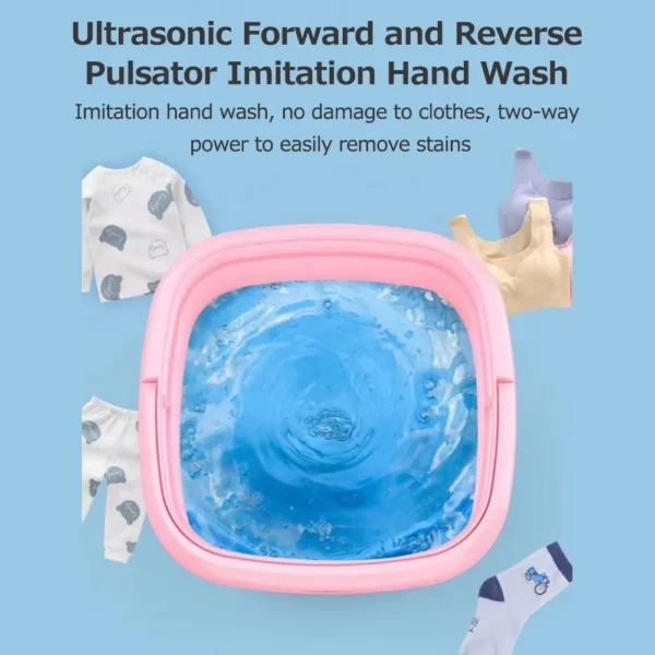 Washing Machine Small Household Folding Portable Automatic Ultrasonic Forward and Reverse Pulsator Elution Dual Purpose Imitatio - Image 2