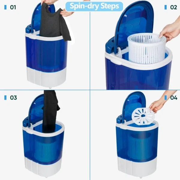 Portable Mini Washing Machine 8 lbs Washing Capacity Semi-Automatic Compact Washer Spinner Small Cloth Washer Laundry Appliances - Image 5
