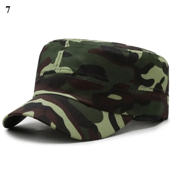 Camouflage Men's Baseball Cap Fishing Hat Cotton Flat Cap Adjustable Outdoor Breathable Visor Sun Protective Hat Summer Sun Hat - Image 3