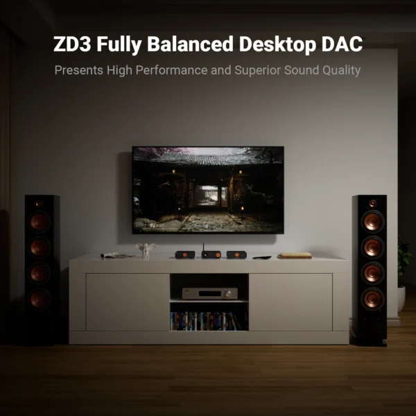Fosi Audio ZD3 Bluetooth USB Desktop DAC ARC Input, ES9039Q2M Fully Balanced Digital Decoder for Stereo Amplifier with Remote - Image 3
