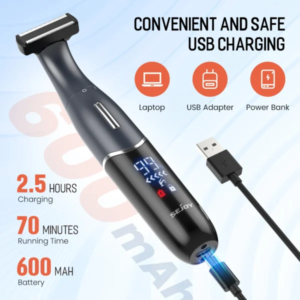 Sejoy 6 In 1 Body Hair Trimmer Kit Electric Beard Shaver Men&Women Nose Hair Trimmer Eyebrow Razor Portable Body Shaver IPX5 - Image 3