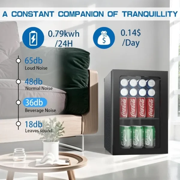 Compact Beverage Refrigerator,20 Can/0.9 Cubic Feet Fridge with Glass Front Door for Soda, Beer or Wine, Under Counter Small - Image 4