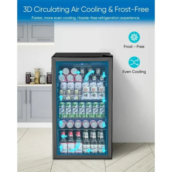 Beverage Refrigerator and Cooler - 126 Can Mini Fridge Glass Door for Soda Beer Wine - Freestanding Beverage Fridge for Bedroom - Image 4