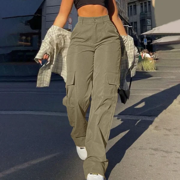 2024 Fashion Harajuku Cotton Linen Trousers Stretch Twill High Waisted Wide Leg Pants Casual Straight Leg Chino Y2k Clothes - Image 4