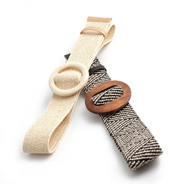 Straw Woven Belt Bohemian Beach Waist for Summer Dress for Slimming Elastic Waist Accessory - Image 2