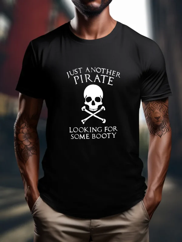 Men's 100% Cotton Crewneck T-Shirt - Pirate Booty Search Graphic, Casual Summer Fashion for Outdoor Sports - Image 2