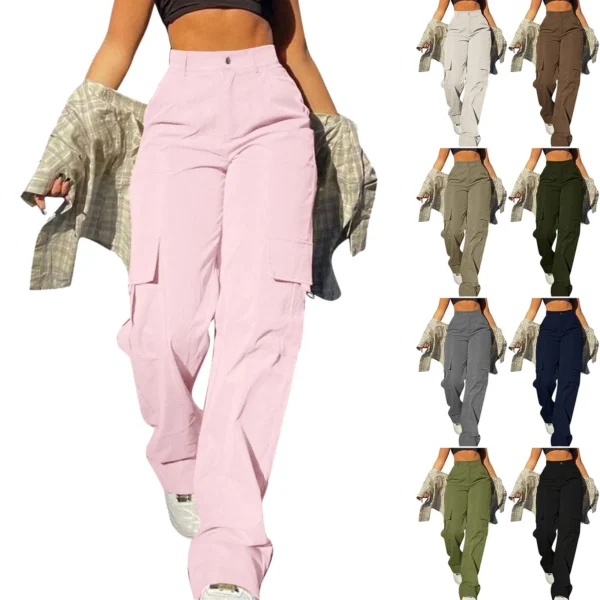 2024 Fashion Harajuku Cotton Linen Trousers Stretch Twill High Waisted Wide Leg Pants Casual Straight Leg Chino Y2k Clothes - Image 7