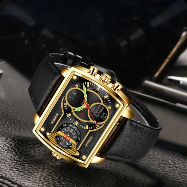 LIGE Digital Men's Watches Fashion Square Military Stainless Casual Sports Quartz Electronic Watch Waterproof Male Alarm Clocks - Image 2