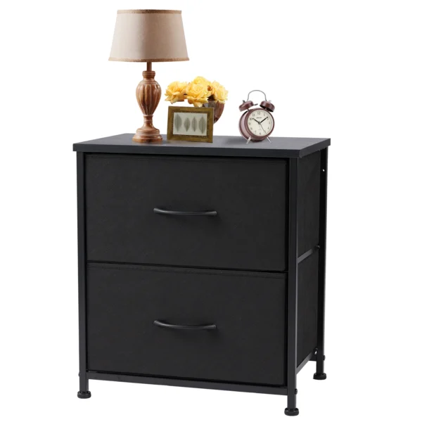 JHK Nightstand Bedside Coffee Sofa Tea Table Storage Closet Chest Clothes Display For Bedroom 2 Fabric Drawers Cabinet Furniture - Image 4