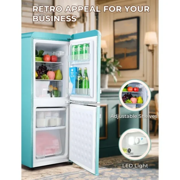 3.8 Cu.Ft Retro Fridge with Bottom Freezer and Drawer, 2 Door Refrigerator with 7 Adjustable Temperature Settings Blue - Image 5