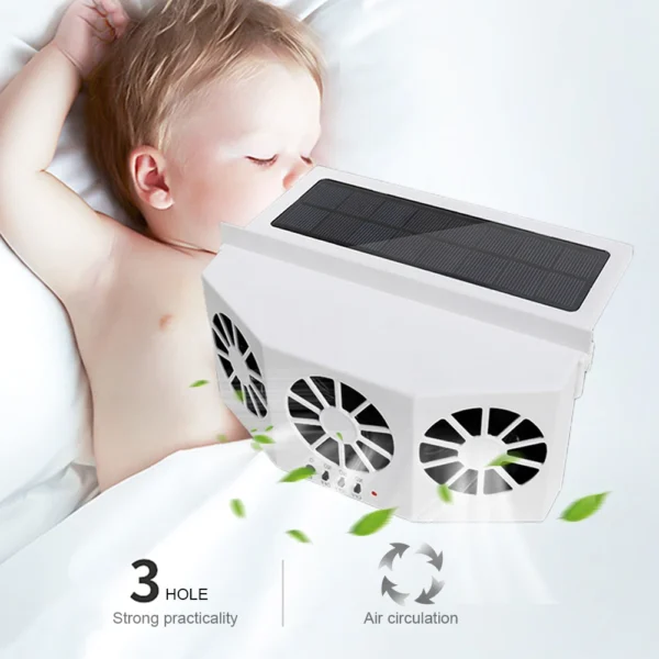 Portable Car Ventilation Fan with Solar Power and Multi Angle Adjustment for Eco Friendly Interior Cooling - Image 3