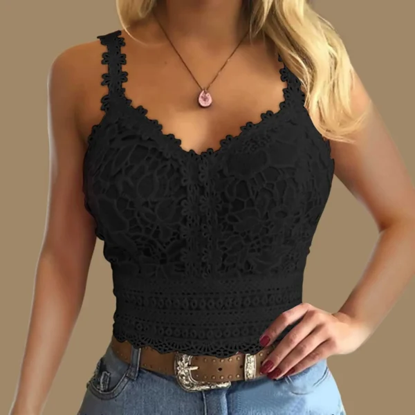 Active Tops For Women Fashion Lace Strap Splice V Neck Tank Vest Shirt Crop Top Female Streetwear Y2k Cropped Basics Tees - Image 4