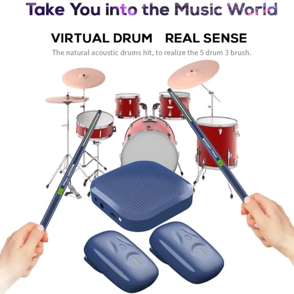 Virtual Air Drum Set Electronic Practice Drum Kit with Pedals and Sticks for Beginners Children and Adults - Image 4
