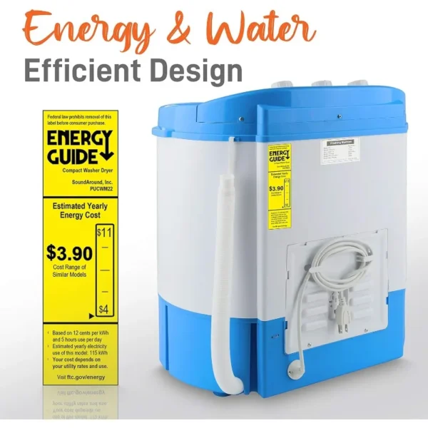 Pyle Portable 2-in-1 Washing Machine&Spin-Dryer-Convenient Top-Loading Easy Access,Energy&Water Efficient Design - Image 5