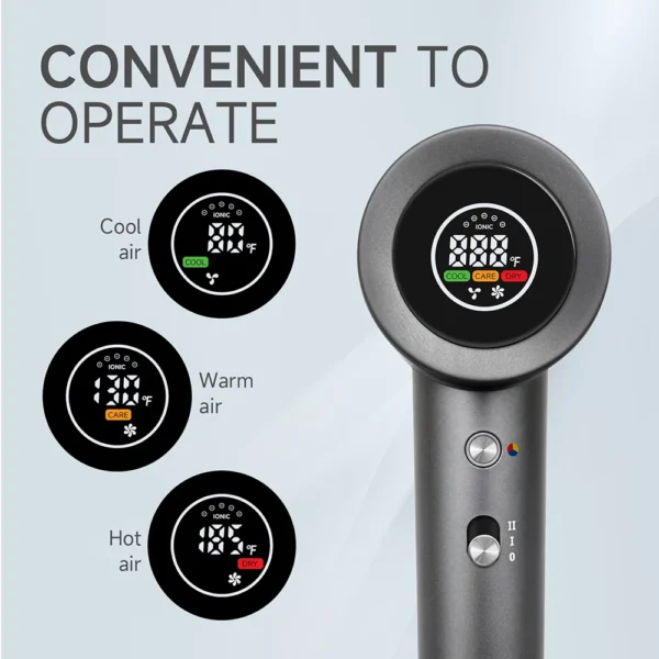 Compact Hair Dryer,Faster Drying, Shinier Hair,Temperature, LED Display, 110000RPM/MIN, Portable, Ionic Blow Dryer - Image 5