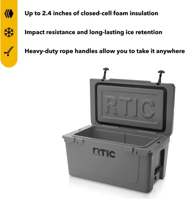 65 QT Ultra-Tough Cooler Hard Insulated Portable Ice Chest Box for Beach, Drink, Beverage, Camping, - Image 2
