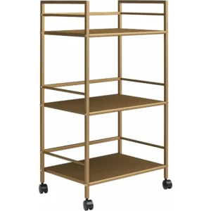Small Bar Cart for the Home, 3 Tier Rolling Cart With Wheels, Kitchen Cart with Storage for Beverages and Wine, Gold