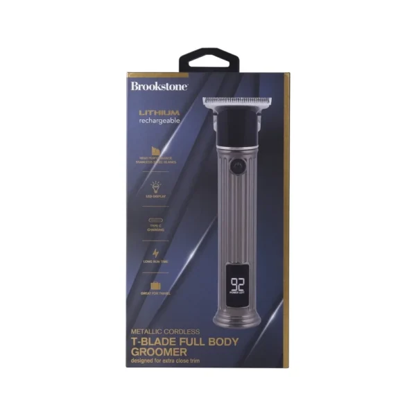 Cordless Rechargeable Metallic Men's Hair Clipper T-Blade Kit with Stainless Steel Blades LED Display 4 Comb Guides Beard Trim - Image 4